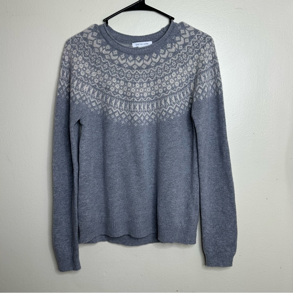 Gray Nordic Yoke Crewneck Sweater - Women